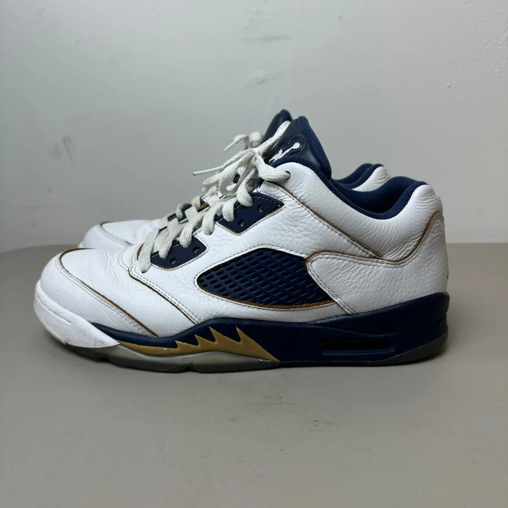 Nike Air Jordan 5 Retro Low Men 8.5 Dunk From‎ Above Shoe Sneaker White Blue
